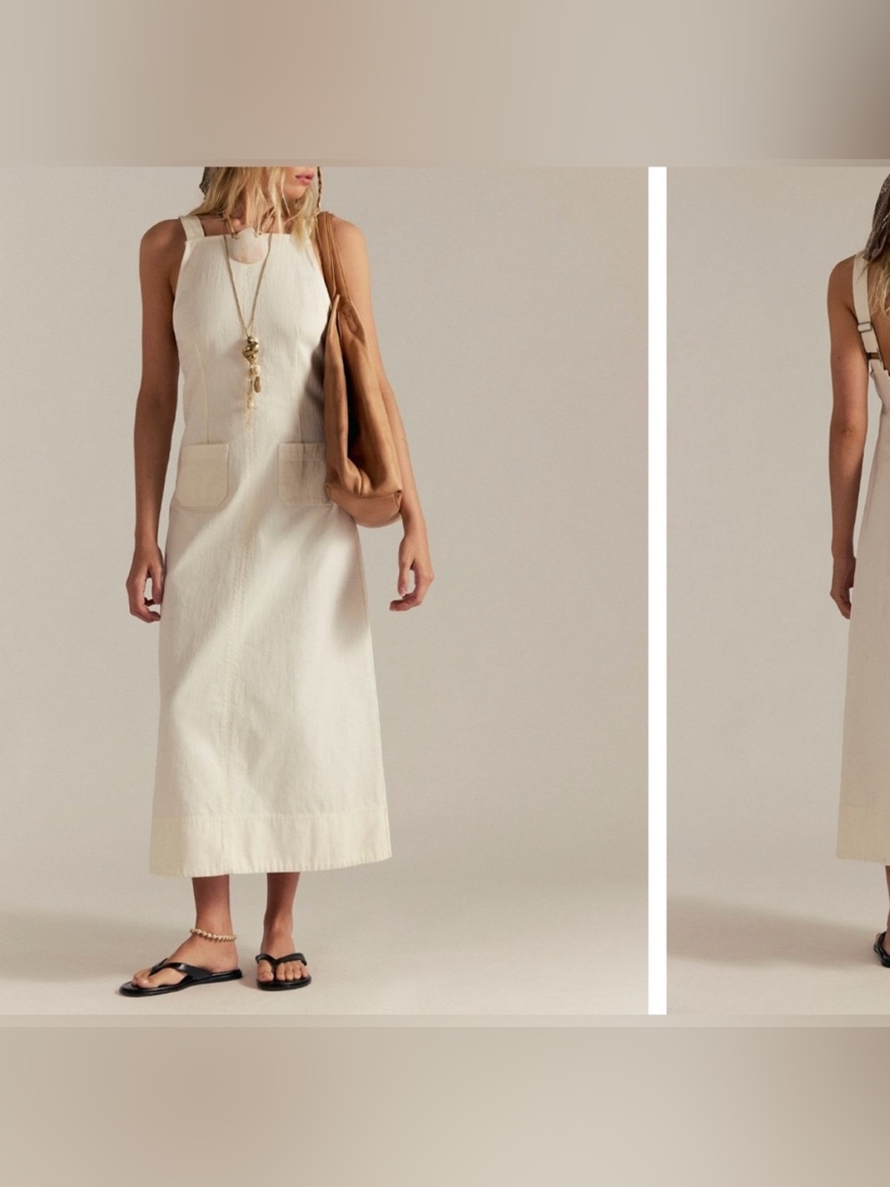 NWT Free People Dex Denim Midi Dress - ecru cream white - XS, Small, Medium - Picture 2 of 6
